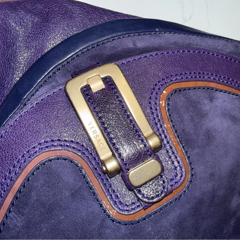 Vintage Versace Suede & Leather Shoulder Flap Messenger Bag - Picture 8 of 16